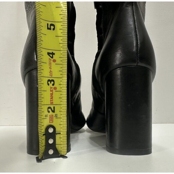 Zara Women size 41 US 10 black leather knee high block heeled boots - Picture 9 of 11